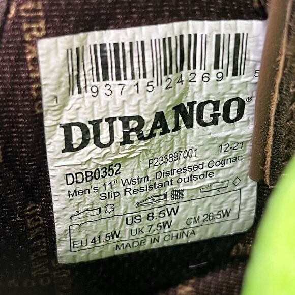 Durango Westward Western Performance Cowboy Boots Mens Size 8.5W Brown Leather main image 8